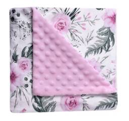 Custom Floral Cotton Minky Baby Blanket, Nursery Blanket