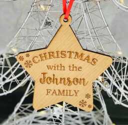 Personalised Cherry Wood Family Home Christmas Tree Decoration Bauble Gift, With The Decoration - thumbnail 1