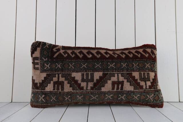 Kilim Lumbar Pillow Cover - 12x24 Inch Turkish Home Decor - image 1