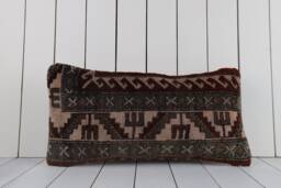 Kilim Lumbar Pillow Cover - 12x24 Inch Turkish Home Decor - thumbnail 1