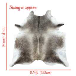 Large Genuine Cowhide Rug, Grey/ Taupe & White, Hair On Hide Sold As Seen - thumbnail 3