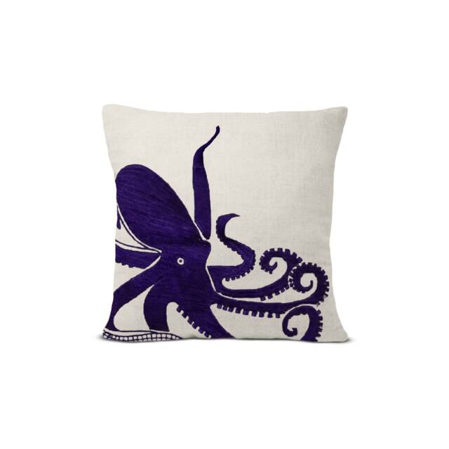 Blue Octopus Pillow, Nautical Decor, Marine Animal Pillow Cover, Sea Cushion, Housewarming Gift, Navy - image 1