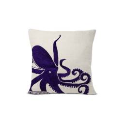 Blue Octopus Pillow, Nautical Decor, Marine Animal Pillow Cover, Sea Cushion, Housewarming Gift, Navy - thumbnail 1