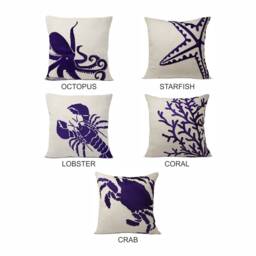 Blue Octopus Pillow, Nautical Decor, Marine Animal Pillow Cover, Sea Cushion, Housewarming Gift, Navy - thumbnail 2