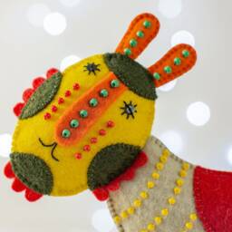 Curly-Tailed Cat Species - Handmade Felt Creature, Whimsical Textile Art, One-Of-A-Kind - thumbnail 4