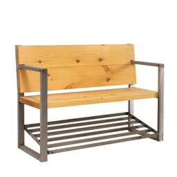 Box Steel Classic Bench With Shoe Rack - Industrial & Reclaimed Timber Style