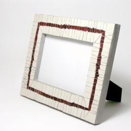 Mosaic Photo Frame - Red Glass & Ceramic Tiles, 5x7 In - thumbnail 3