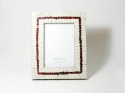 Mosaic Photo Frame - Red Glass & Ceramic Tiles, 5x7 In - thumbnail 1