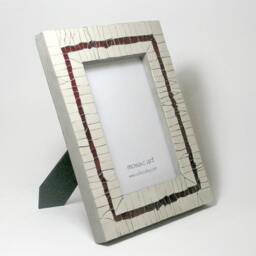 Mosaic Photo Frame - Red Glass & Ceramic Tiles, 5x7 In - thumbnail 2