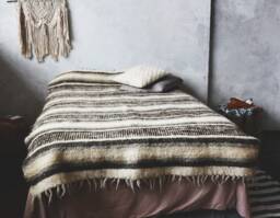 Handmade Organic Wool Weighted Blanket Chunky Knit Bedspread