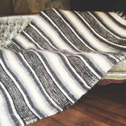 Handmade Organic Wool Weighted Blanket Chunky Knit Bedspread - thumbnail 2