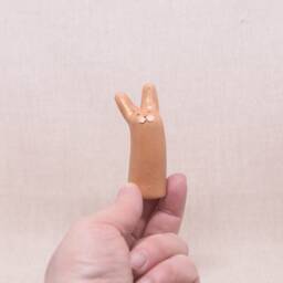 Handmade Ceramic Bunny Figurine Mini Clay Rabbit Totem - thumbnail 4