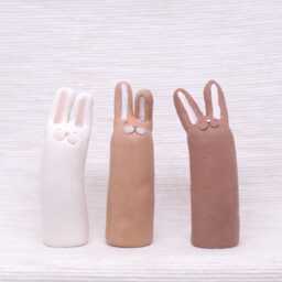 Handmade Ceramic Bunny Figurine Mini Clay Rabbit Totem - thumbnail 2