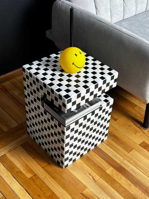 End Table. Bedside Coffee Chess Table For Home. Tiled - image 1