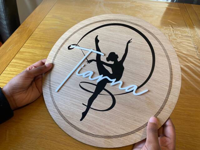 Personalized Gymnastics Wall Art Oak Wood Gymnast Gift - image 1