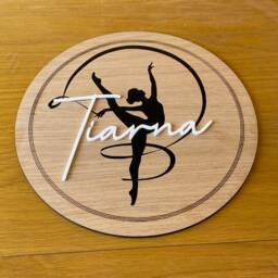 Personalized Gymnastics Wall Art Oak Wood Gymnast Gift - thumbnail 3