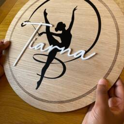 Personalized Gymnastics Wall Art Oak Wood Gymnast Gift - thumbnail 2