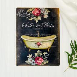 Shabby Chic French Salle De Bain Metal Sign Vintage Bathroom Decor Wall Art Plaque - thumbnail 3