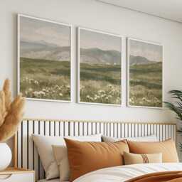 Mountain Meadow Trio, Green Landscape Wall Art Set - thumbnail 3
