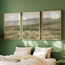 Mountain Meadow Trio, Green Landscape Wall Art Set - thumbnail 2