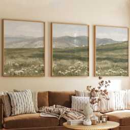 Mountain Meadow Trio, Green Landscape Wall Art Set - thumbnail 4