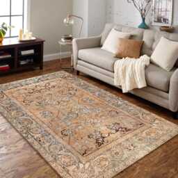 Yellow Beige Turkish Area Rug Vintage Style Washable Carpet Rustic Bedroom Boho Living Room With Many Size Options - thumbnail 3