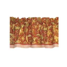 Red Gold Khaki Floral Valance - Annandale Raymond Waites 17x54 Curtain Custom Drapery Window Treatment Dressing Drapes Home D??cor