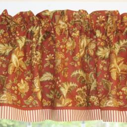 Red Gold Khaki Floral Valance - Annandale Raymond Waites 17x54 Curtain Custom Drapery Window Treatment Dressing Drapes Home D??cor - thumbnail 2