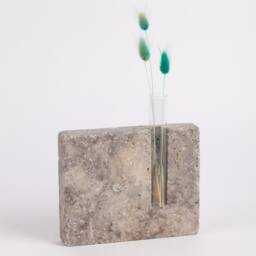 Handmade Travertine Planter With Glass Tube Unique Stone Decor - thumbnail 3