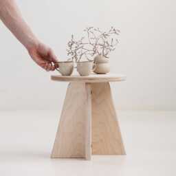 Small Round Side Table ??32 cm, Mini Wooden Coffee Table, Mid Century Modern Plant Stand, Nightstand Alternative, Handmade - thumbnail 1