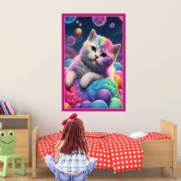 Kitten Cat Rainbow Wall Decal Sticker Mural Poster Print Art Home Decor Ks8 - thumbnail 2