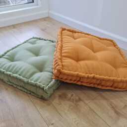Hemp Linen Floor Cushion Fileld Organic Fiber in Natural Fabric/Floor Pillow Pillow Seat/Meditation Yoga - thumbnail 3
