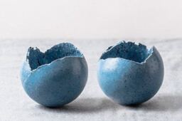 Set Of 2 Small Grained Light Blue Ceramic Planters - Contemporary Candle Holders - thumbnail 3