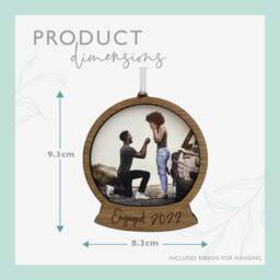 Personalised Engagement Photo Christmas Ornament Oak Polaroid Frame - thumbnail 3