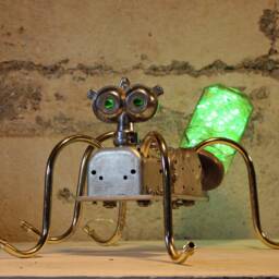 Drainbug - Found Object Robot Light Up Pet ~Assemblage - thumbnail 2