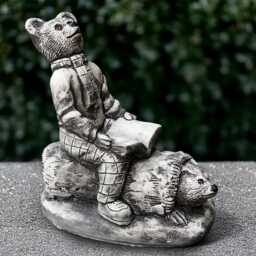 Concrete Reading Book Bear Statue Stone Teddy Figurine Outdoor With Hedgehog Cement Animal Decoration Teddy Lover Gift Yard Art - thumbnail 1