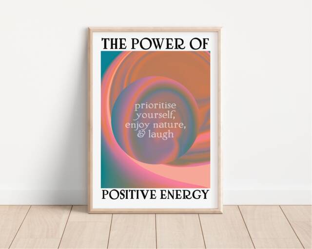 The Power Of Positive Energy Print - Gradient Wall Art, Psychedelic Retro, Manifestation, Spiritual Wellbeing, Meditation, Modern Home Decor - image 1