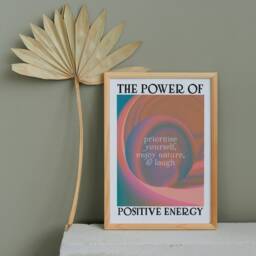 The Power Of Positive Energy Print - Gradient Wall Art, Psychedelic Retro, Manifestation, Spiritual Wellbeing, Meditation, Modern Home Decor - thumbnail 2