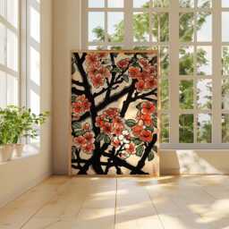 Japanese Plum Blossom Poster, Vintage Woodblock Floral Print - thumbnail 4
