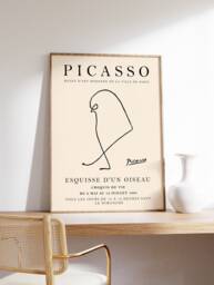 Picasso Exhibition Poster, Bird, Vintage Minimalist Art Print, Line Drawing, Bedroom Art, Gift Idea, A1/A2/3/A4 - thumbnail 1