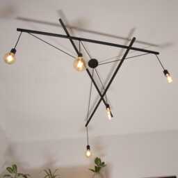 Asterism Pendant Light 5 Bulbs Matte Black Industrial Chandelier Contemporary Modern Lighting Design Wood Ceiling - thumbnail 1