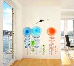 Wall Decal Flower, Aura Meadow Collection - Orange Flower Bedroom D??cor, Playroom Floral By Easysweethome
