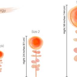 Wall Decal Flower, Aura Meadow Collection - Orange Flower Bedroom D??cor, Playroom Floral By Easysweethome - thumbnail 2