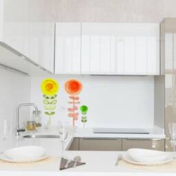Wall Decal Flower, Aura Meadow Collection - Orange Flower Bedroom D??cor, Playroom Floral By Easysweethome - thumbnail 3