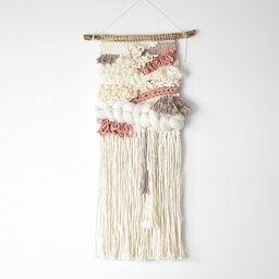 Handcrafted Woven Wall Hanging Neutral Boho Home Decor - thumbnail 1