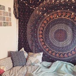 Indian-Hippie-Gypsy Bohemian-Psychedelic Cotton-Mandala Wall-Hanging-Tapestry-Multi-Color Large-Mandala Hippie-Tapestry - King(108x108 Inches - thumbnail 2