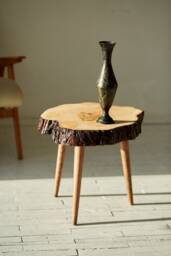 The Wood Coffee Table , Live Edge Coffee Table, Rustic Mid-Century Unique Linden Slab, Round - thumbnail 1
