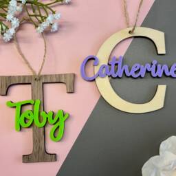 Nursery Name Sign Hanging Bedroom Door Kids Wall Decal Wood For Accessories Baby Plaque D??cor - thumbnail 2