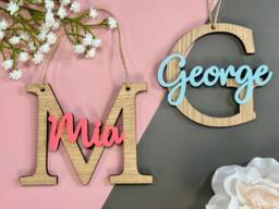 Nursery Name Sign Hanging Bedroom Door Kids Wall Decal Wood For Accessories Baby Plaque D??cor - thumbnail 1