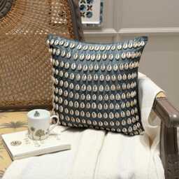 "Blue Silk Shell Embroidered Sea Creature Pattern Throw Pillow Cover, 16""x16" - thumbnail 3